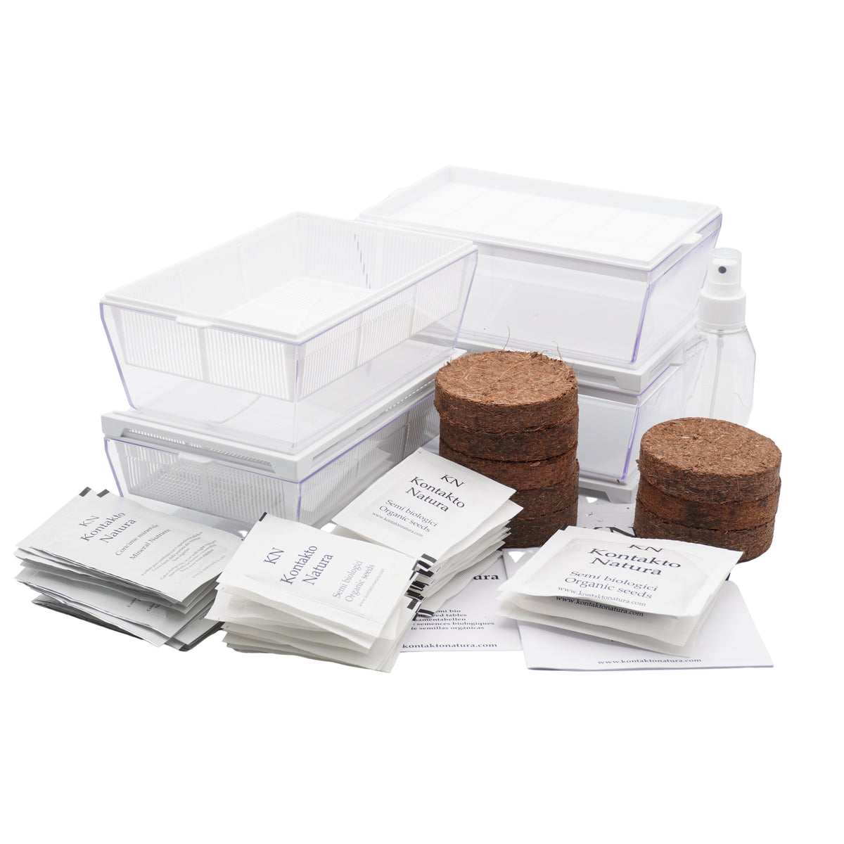 Kit educativo microgreens bio-Idro e Cocco-4 Eva e 24 varietà semi-sk605