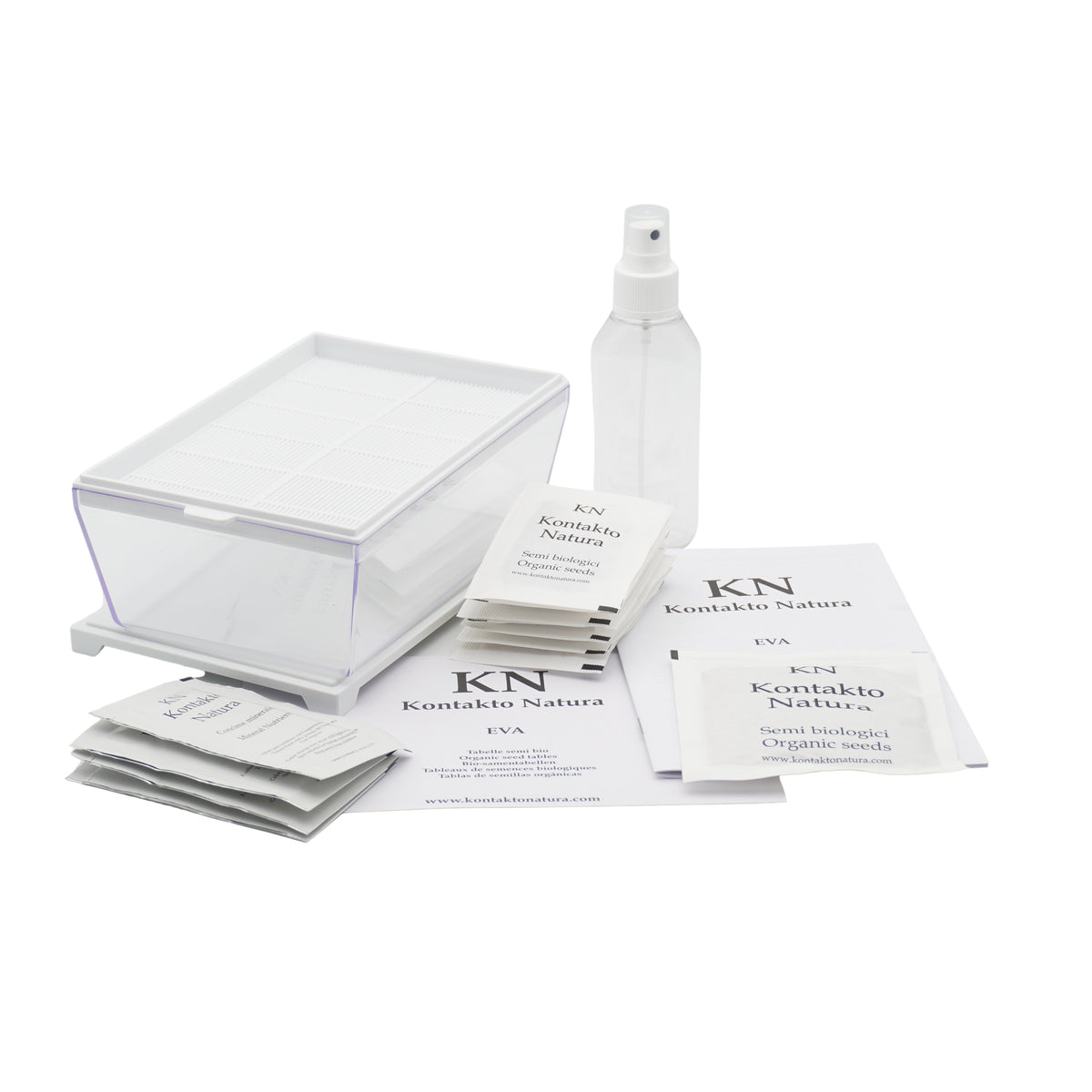 Kit per microgreens idroponici bio - 1 Eva H e 8 varietà semi - sk201