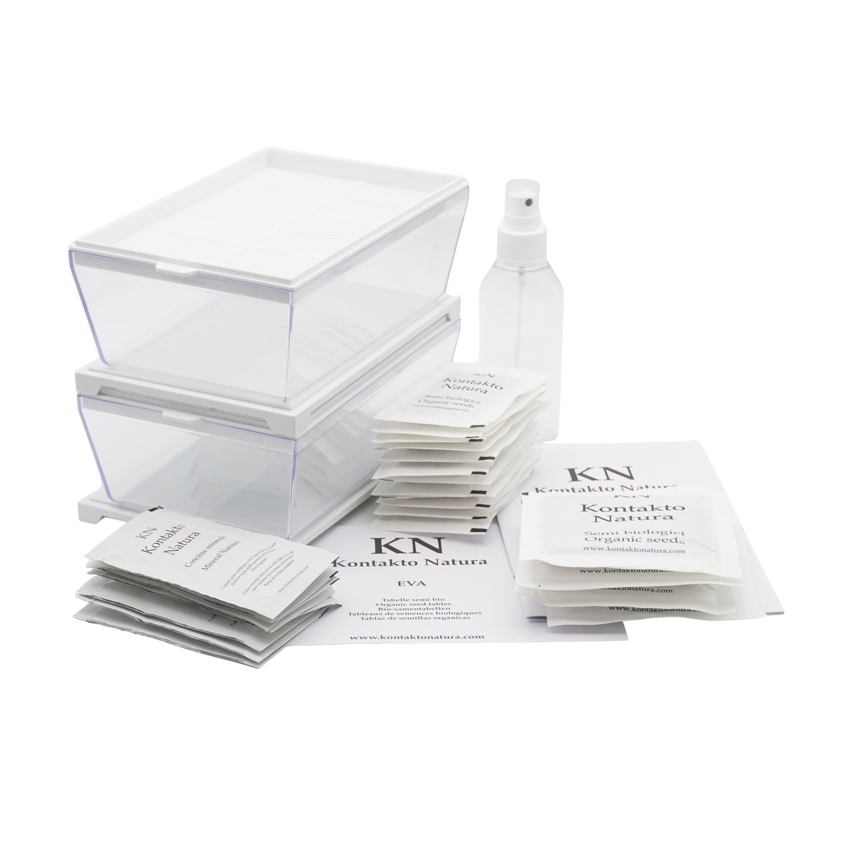Kit per microgreens idroponici bio - 2 Eva H e 16 varietà semi - sk202