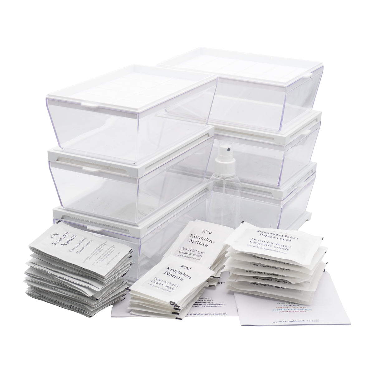 Kit per microgreens idroponici bio - 6 Eva H e 24 varietà semi - sk204